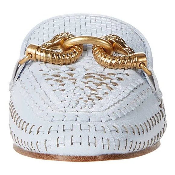 Tory Burch $348 Jessa Woven Backless Loafer Icy Blue Crisp 6 - Picture 9 of 15